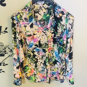 Express Water-Colored Floral Portofino Shirt